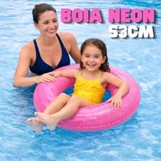 Boia Circular Neon 53cm Infantil Piscina Inflável Redonda Rosa Verão Praia
