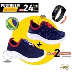 Tênis Infantil Aranha e Bichinhos Kit 2 Pares Sem Cadarço Aplique Confortável levinho para crianças