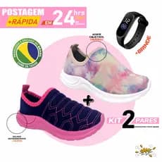 Calçado infantil menina feminino combo com dois pares tie dye pink bordado macio mais vendidos