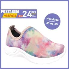 Tênis Feminino Meia Moda Leve casual básico dia-a-dia adulto calce fácil barato sem cadarço Tie dye Colorido