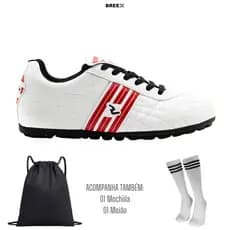 Kit Chuteira Society Masculino Homem Fut7  Reforçado Resistente com Mochila e Meião Breex