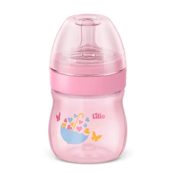 Mamadeira Super Evolution Primeiros Passos 150ml Rosa Lillo