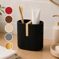 Kit Porta Escovas de Dente Duplo Design Premium e Elegante Bicolor para Banheiro Organizado