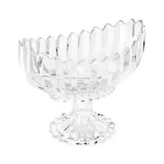 Centro de Mesa Fruteira de Cristal C/Pé Geneva Transparente 28x15x23cm Wolff