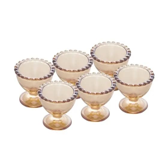 Cj 6 Porta Ovos de Cristal Pearl Bolinha Âmbar 6x6cm Wolff