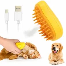Escova Pet 3 em 1 Vapor, Massagem e Pelos Removidos com Praticidade Escova 3 em 1 Mais Vendida