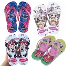 Chinelo Infantil Minnie Mouse Rosa Gatinha Marie Laçinho Stitch Menina Estilo Diversão para Crianças