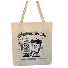 Ecobag Grande Algodão  – Bolsa Ecológica Estampada Classicos do Rio 2 para Compras, Praia e Academia