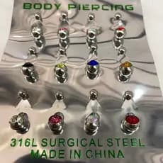 piercing de Umbigo Aço Cirúrgico de Strass ou Pedra