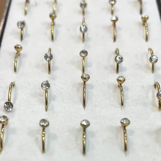Piercing de Nariz Argolinha Com Pedra, Liso, Silicone Várias Cores