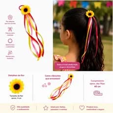 Xuxinha Infantil Flor com Fitas de Cetim Coloridas