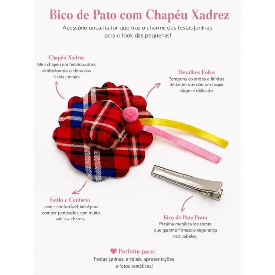 Bico de Pato Infantil Chapéu Xadrez Festa Junina
