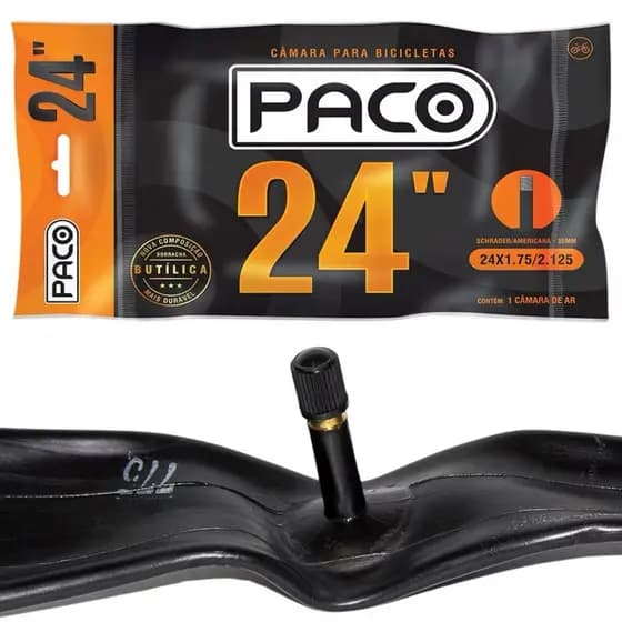 Câmara Aro 24 Borracha Butílica Válvula Americana Bike Tipo da válvula Schrader.