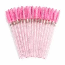 Kit Escovinhas Descartáveis para Sobrancelhas e Cílios Rosa Glitter – Penteie, Modele e Finalize