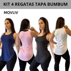 Kit 4 camisetas fitness basicas tapa bumbum para treino, corrida, yoga e crossfit. basico leve plus