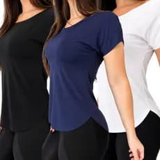 Blusa Feminina Tapa Bumbum Camiseta Longline Manga Curta Academia Fitness Sobre Legging