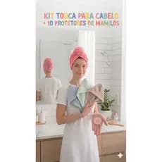 kit Touca De Cabelo Banho + 10 protetores de mamilos, Toalha Grossa Mágica Para Secar Cabelo De Microfibra Grossa Touca
