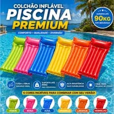 Colchão Boia Inflável Piscina com Apoio de Cabeça 190x87cm – Resistente, Confortável e Ideal para Praia ou Lago