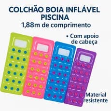 Colchão Boia Inflável Piscina com Apoio Cabeça – 1,88m de Conforto!