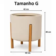 Vaso Gigante ( 48 x 42 )Premium com Suporte em Madeira - Elegância e Modernidade