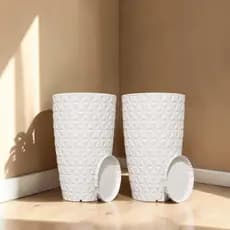 KIT 2 VASOS DIAMANTE CONTEM PRATO COLETOR PARA PRANTAS E FLORES SALA E JARDIM