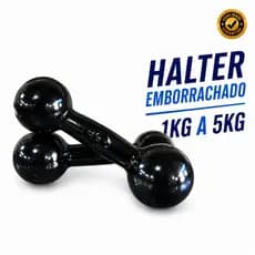 Par Halter Bola Emborrachado - 1 Kg a 5 Kg / Treino Musculação Peso Academia Fortalecimento Muscular Calistenia C/ 2 Un