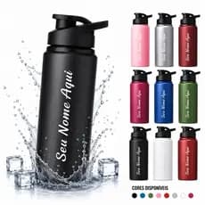 Garrafa Squeeze Alumínio Academia Personalizado Nome 600ml Escola Logotipo Empresa Brinde