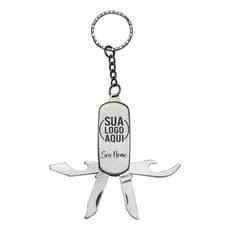 Chaveiro 4 Funções Abridor Inox Personalizado Nome Logo Time