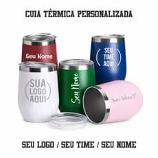 Copo Cuia Cerveja Personalizado C/ Tampa 360ml Térmico Café Logo Nome Empresa Brinde
