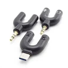 Conector Conversor De Fone De Ouvido Macho De 3,5 Mm Para Tipo C Microfone Divisor