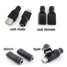 Tomada Fêmea DC 5.5 * 2.1mm Para USB 2.0 mirco Tipo c A Conector Macho 5V Adaptador Conversor De BRA Laptop