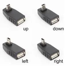Adaptador OTG Mini USB 5Pin Macho Para Fêmea Conector Conversor 90 Graus Carro MP3 MP4 Tablets Telefone U-Disk
