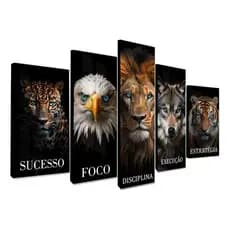 kit Quadros Decorativos Sala Quarto Copa Motivacional Leão mais vendido ,