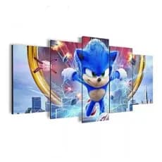 kit Quadro Decorativo Sala Quarto Mod 8 Sonic The Hedgehog menino ,