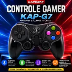 Controle Gamer KAP-G7 Bluetooth Sem Fio Android PC Switch Gamepad Joystick Celular Alta Precisão + Suporte de celular
