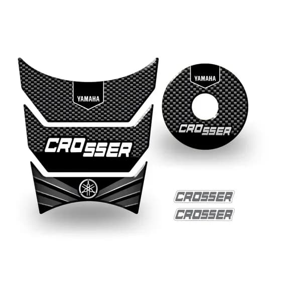 Protetor Tanque Tankpad Bocal Yamaha Crosser 150 tank pad Adesivo Preto Branco 3d Resinado