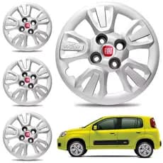 Jogo Calota Aro 14 Fiat Uno Way 2011 À 2015 Emblema Resinado