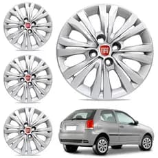 Jogo 4 Calota Aro 14 Fiat Uno Palio Siena Doblo C/ Emblema