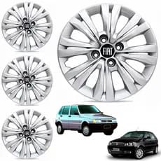 Jogo Calota Aro 13 Fiat Uno Palio Siena Fiorino Strada C/ Emblema Preto