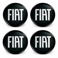 Emblema Resinado P/ Calota Fiat Preto Logo Novo Adesivo 48mm 4 Unid