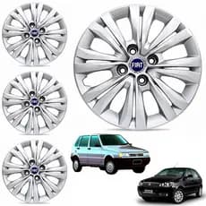 Jogo Calota Aro 13 Fiat Uno Palio Siena Fiorino Strada C/ Emblema Azul