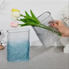 Vaso Decorativo 19cm Martelado em Vidro Lapidado Elegante Resistente