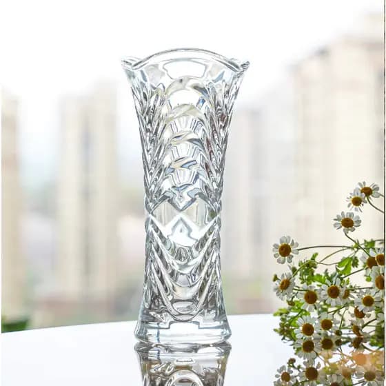 Vaso Decorativo 18cm em Vidro Lapidado Elegante Resistente Sortido