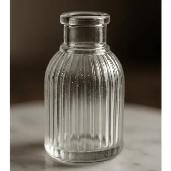 Mini Vaso de Vidro Lines 9,5cm Transparente Decoração Moderna Sala Flores