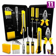 Kit de Ferramentas Com Maleta 11 Peças Alicate Chave Phillips Chave de Fenda Fita metrica Chave teste Estilete