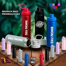Garrafa Personalizada 750ml  Inox   com tampa rosqueável e Cor fosca Squeeze Personalizada no laser