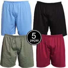 Kit 5 Samba Canção Lisa Malha Pijama Short Revenda Cueca Para Dormir