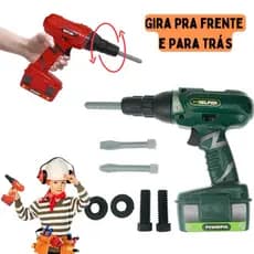 Brinquedos Kit de Furadeira Ferramenta Infantil Pilha 07 Peças
