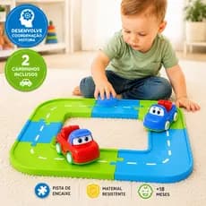 Kit Brinquedos Educativos Carros Com Pista Didático Infantil Formas Interativas