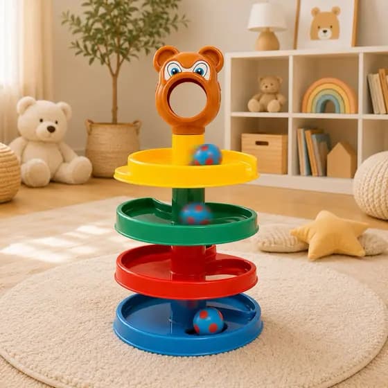 Escorrega Ball 36cm - Torre Brinquedo Com bola Que faz Barulhinho - 4 voltas - Desenvolvimento Infantil QUEEN SHOP